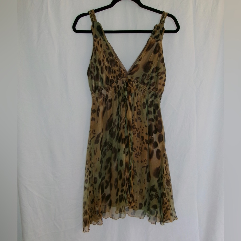 Brown + green mini cheetah dress 🐆